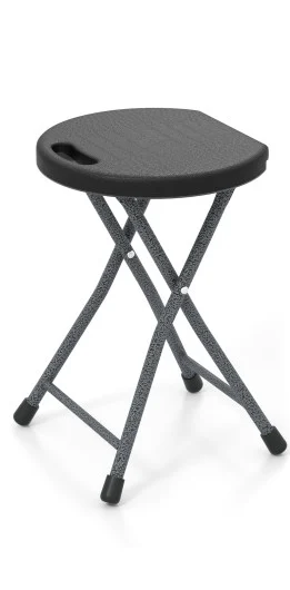 Folding Stool - 550lbs Capacity, Foldable Handle, Portable Heavy Duty, Outdoor/Indoor, 18 Inch Collapsible for Camping & Home (Set of 1, Black)