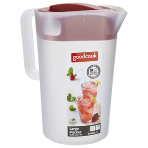 GoodCook Plastic Pitcher with 4 Way Lid - 1 Gallon - Red: Beverage Server, 1 Piece, 10.25" Height, 7.2" Width