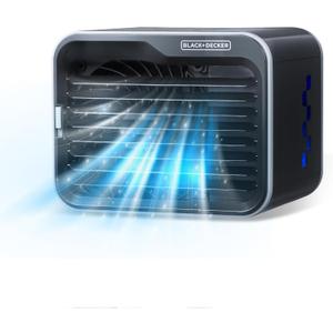 BLACK+DECKER Desktop Air Cooler, Personal Portable Fan with 3-Speeds, Evaporative Air Cooler with 0.5L Water Tank, Air Cooler Fan for Desk, Home, Office, Bedroom, and more, BDMC10B, Black