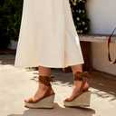 DREAM PAIRS Womens Open Toe Espadrilles Wedges Tie Lace Up Cute Ankle Strap Platform Sandals Dressy Shoes,Size 6.5,Brown-Suede,SDPW2301W