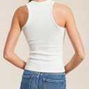 Women's Ribbed Tank Top - Fitted Sleeveless Camisole, Soft Stretchy Summer Basic, Casual Slim Fit Daily Wear (White, L)