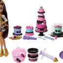 Monster High Scary Sweet Birthday Cake Kit with Clawdeen Wolf Doll, Cake Decorating Playset with 20+ Accessories Like Eerie Icing, Pipette, and More