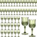 XUWAIDSGN 48 Pcs 7oz Plastic Vintage Wine Glasses Drinking Glasses Unbreakable Wedding Glassware Crystal Water Goblets Reusable Drinkware Vintage Champagne Flutes (48, Dark Green)