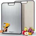 Titanium Cutting Boards for Kitchen, 2-in-1 Double Sided Food-Grade Pure Titanium&Wheat Straw PP, Non-Toxic, Non-Slip, Dishwasher Safe, Ideal for Meat, Vegetables, Fruit(Ti Silvery White, 16"L x 11"W)