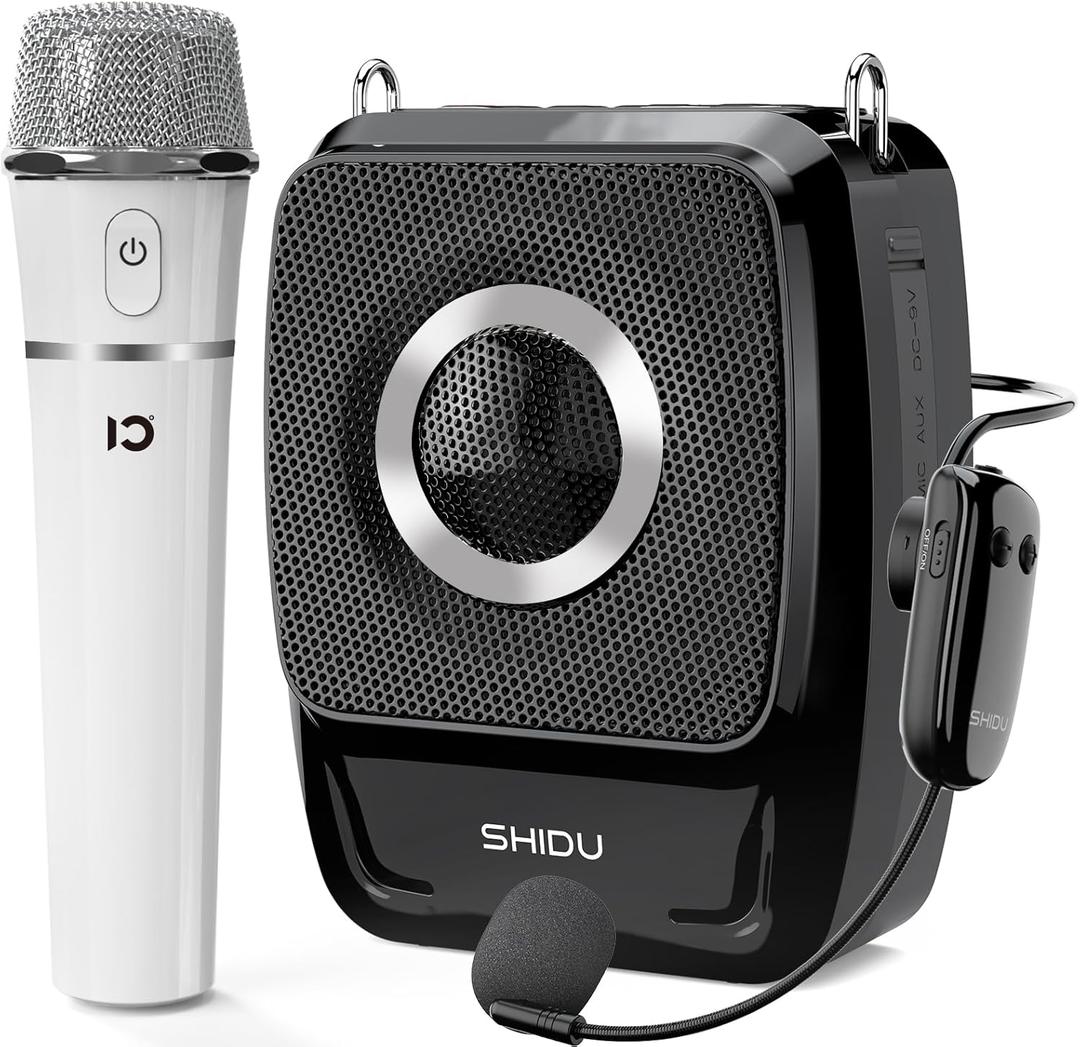 SHIDU 35W Voice Amplifier with Wireless Microphone Handheld and Headset, Wireless Voice Amplifier for Teachers, Bluetooth Portable Megaphone Speaker for Classroom Tour Guides Speech Meeting-S92