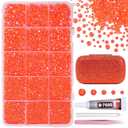 12000Pcs Orange Rhinestones for Bedazzling Kit, 2/3/4/5/6mm Mix Sizes Jelly Bedazzling Resin Gems, Orange Gems Bedazzling, Flatback Resin Rhinestones for DIY Face Makeup Crafts Tumblers
