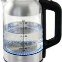 OVENTE Electric Kettle, 1500W No Plastic 1.8L Tea Kettle and Hot Water Boiler For Coffee or Tea, Easy to Fill Lid, Automatic Shut-Off, Borosilicate Glass with Stainless Steel Spout, Silver KG71S