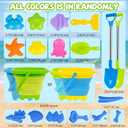 Beach Sand Toys Set Includes Collapsible Buckets 2 Big Size Sand Shovels, Rake, Animal Sand Molds Toys with Mesh Bag, Sandbox Kit for Kids Age 3+(22 PCS)