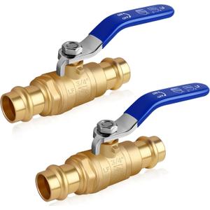 Boltigen 3/4 inch Lead-Free Brass Propress Ball Valve, 2 Pack Full Port Press to Press Fitting 3/4'' Shut Off Stop Valve Built in EPDM O-ring, For Copper Tubing Connection, with cUPC, NSF/ANSI 61