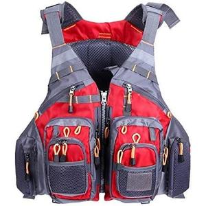 JKSPORTS Fly Fishing Vest - Fishing Safety Life Jacket for Swimming, Sailing, Boating, Kayak - Floating Multifunction Breathable Backpack for Men and Women - Adjustable, Grey/Green/Red/Blue