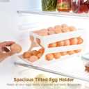 Egg Holder for Fridge, Automatic Rolling Egg Dispenser, Tilted Egg Storage Rack, 3-Tier Auto-Rolling Slope Egg Organizer, Holds about 40 Eggs, Space-saving Egg Storage for Refrigerator, Countertop
