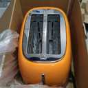 Roter Mond 2 Slice Toaster Retro Stainless Steel with Bagel, Cancel, and Defrost Functions, 6 Bread Shade Settings, Extra Wide Slots and Removable Crumb Tray, Orange