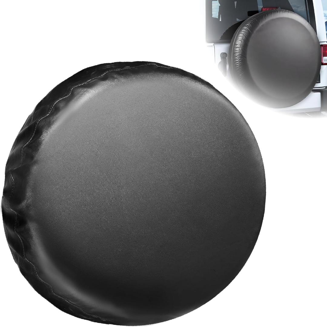 Spare Tire Cover, Waterproof PVC Thickening Leather Tire Wheel Covers, Tough Tire Wheel Protector, Universal Fit for Jeep, Trailer, RV, SUV, Truck, (Fits Entire Tire Diameters 25.6-27.2 Inch)