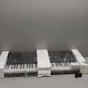 61 Key Portable Electronic Keyboard Piano w/ Lighted Full Size Keys, LCD, Headphones, X-Stand, Stool, Music Rest, Microphone, Note Stickers, Built-In Speakers, 3 Teaching Modes