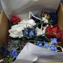 Ling's moment Navy Blue Red Bridal Bouquet for Bride, 13 Inch Wedding Bouquets for Bride, Wedding Artificial Flowers Bouquets