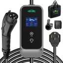 Level 2 EV Charger, 32A 240V Electric Car Charger for SAE-J1772 EVs, Indoor/Outdoor Portable EV Chargers with 25FT Cable, NEMA 14-50 Plug, Adjustable Current & Schedule Charging Time