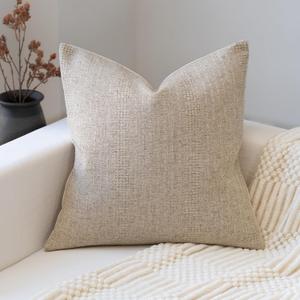 FIOUOVO Decorative Neutral Throw Pillow Covers 24x24 Farmhouse Pillow Covers Cotton Stripe Cushion Covers Home Decor for Sofa Couch Living Room Bedroom 1PC, Waffle