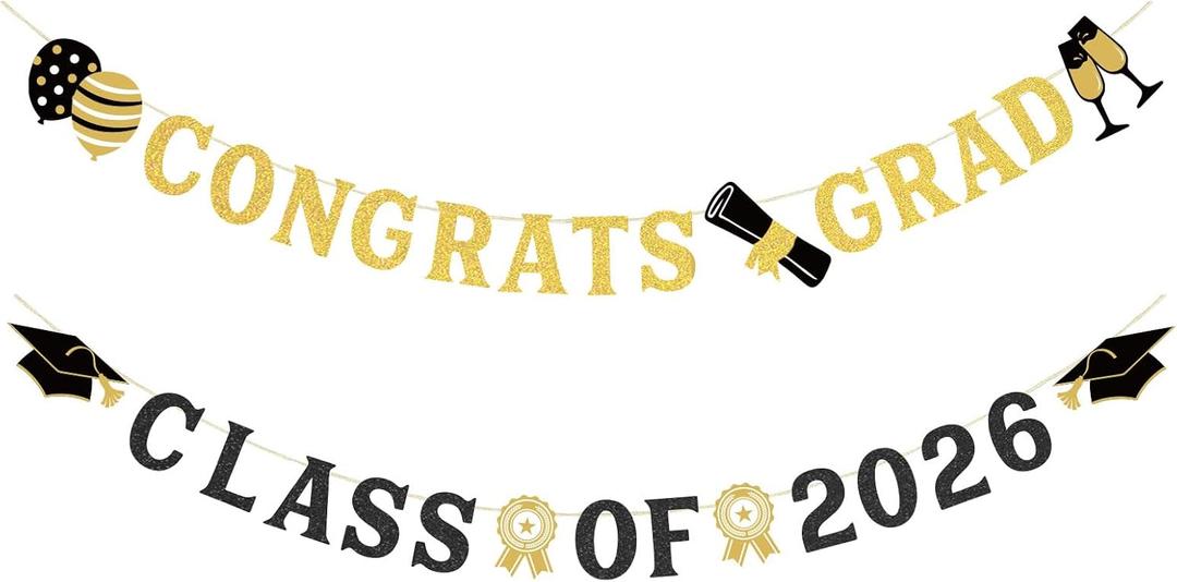 2026 Graduation Party Decorations, Funny Banner for Congratulation Party Decor Supplies, Party Photo Booth Backdrop for College High School PhD Nurse Law School Graduations Wall Decorations