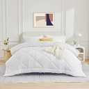 SLEEP ZONE Queen Comforter Duvet Insert, Down Alternative Reversible Comforter, Lightweight, Soft and Breathable Bedding All Season, Diamond Quilting White