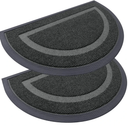 OLANLY 2 Pack Half Circle Door Mats, Waterproof All-Weather Indoor/Outdoor Welcome Mats, Sturdy Natural Rubber, Low-Profile Easy to Clean Doormats for Front Door, Patio, Porch, 36x24, Black
