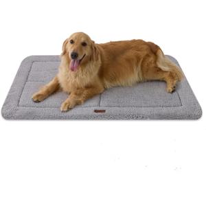 Joydeco Low Profile Dog Crate Mat Reversible Bed Pad, Washable Dog Pad Mat with Ultra Soft Fleece, Compact Design Kennel Beds Mats for Extra Large Medium Small Pets, 44" x 32" Gray