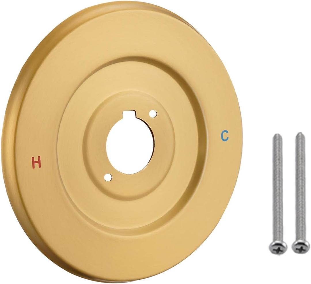Replacement Escutcheon Plate for Moen Gibson Posi-Temp, for One-Handle Tub and Shower Faucets, Single Metal Round Shower Escutcheon Kit, Brushed Gold
