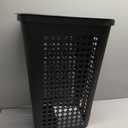 Mind Reader Slim Tapered Laundry Hamper with Lid, Clothes Basket with Swiss Cross Cut-Outs, Lightweight & Ventilated, Plastic, 16.75"L x 12.75"W x 23"H, Black