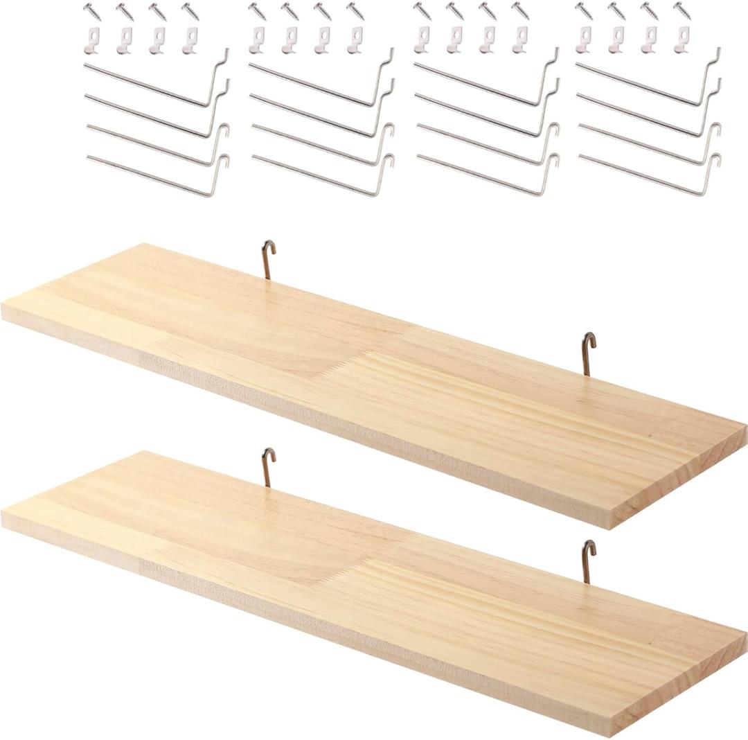 SEVENY 1 Pack Pegboard Shelf Wall Organizer, Pine Wooden Garage Tool Storage,PegBoard Shelve, Wooden Board for Walls, Apartment, Office Organization, Kitchen, Craft Room, Workshop,Studio Garage,Large