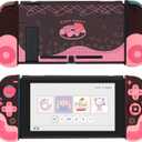 GeekShare Protective Case for Switch Slim Cover Case Separable Soft Silicone Protective Shell for Joycon with 2 Thumb Grip Caps- Strawberry Chocolate (for Switch 2017)