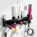 Aluminum Hair Tool Organizer Wall Mount & Countertop Hair Dryer Holder for Dyson Airwrap Styler and Supersonic Hair Dryer with 7 Slots Bathroom Accessories Rack, Black