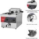 CROSSON 6L Electric Countertop Deep Fryer Extra Large with Drain, Timer, Basket and Lid for Restaurant Use 120V,1800W Commercial Deep Fryers, Single Tank