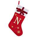 HYTENSUN Letter Christmas Stockings 15.6 Inches Monogram Red Velvet with Bell Xmas Stockings Classic Personalized Stocking Decorations for Family Holiday Season Decor (Sod023rdd)