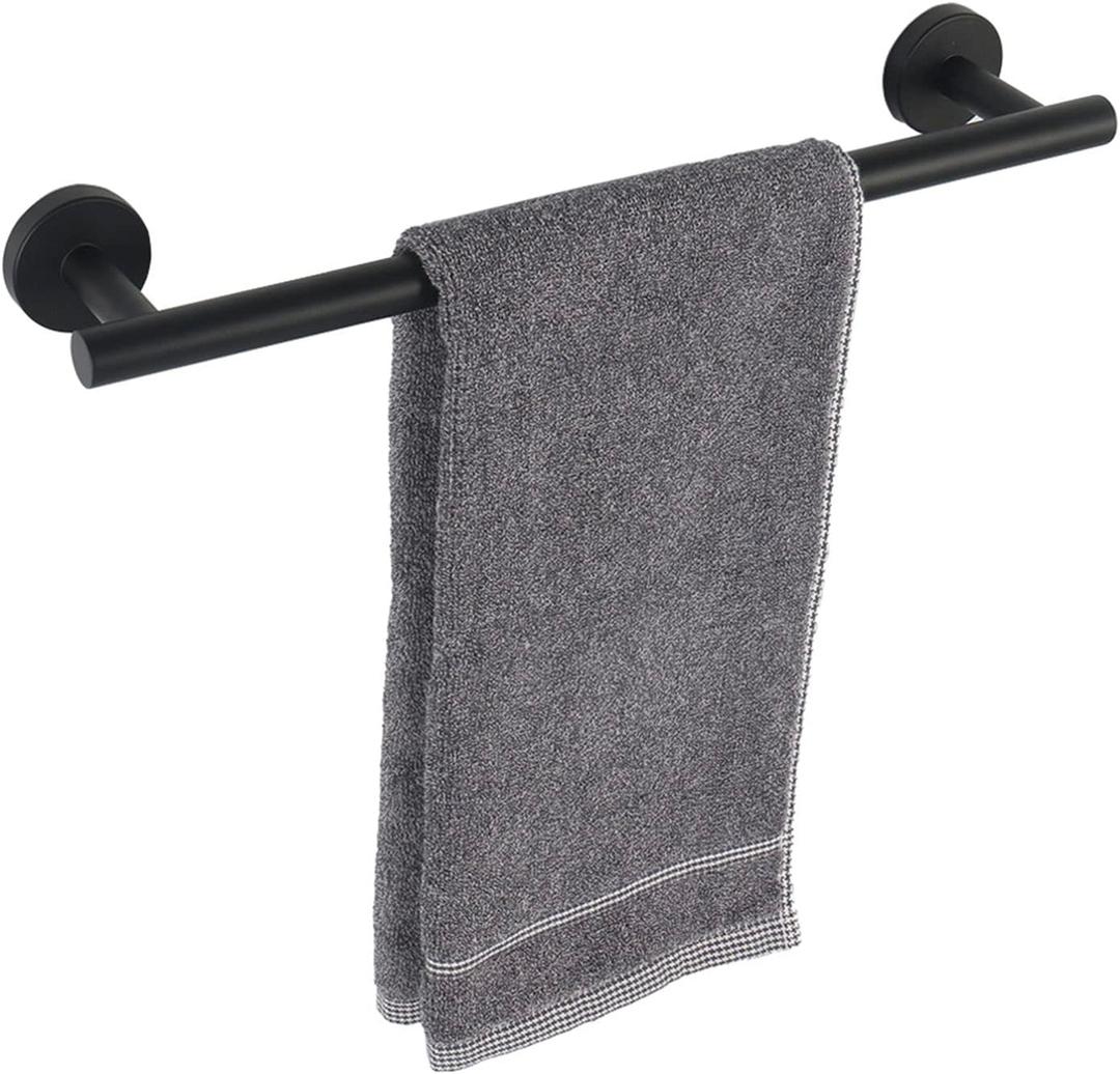 TocTen Bath Towel Bar - Thicken SUS304 Stainless Steel Bathroom Towel Holder, Towel Rod for Bathroom Heavy Duty Wall Mounted Towel Rack Hanger (16IN, Black)