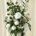 Ling's moment 41" Tall Free Standing Artificial Flowers Arrangements 2 pcs, Wedding Arch Altar Stage Decorations White Sage for Spring Ceremony Reception Rose Fake Floral Party Outdoor Garden Decor