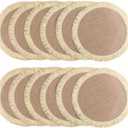FunWheat 15 Inch Round Jute Placemats Set of 12, Braided Burlap Table Mats for Dining Table, Heat Resistant Farmhouse Woven Placemats for Fall Farmhouse Decor (Coarse-Edged Sunflower)