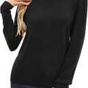 Arach&Cloz Women's Wool Blend Classic Crew Neck Casual Fall Sweaters (Black, M)