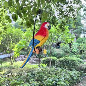 Lifelike Parrot Garden Statues Hanging Decor Ornaments Figurines Sculpture for Patio Lawn Yard, Blue Tail