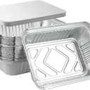 25Pack Disposable Aluminum Foil Pans with Lids, Heavy Duty Bread Tins 2.25LB - Capacity 8.5x6.3 Takeout Pans, Tin Foil for Reheating, Baking
