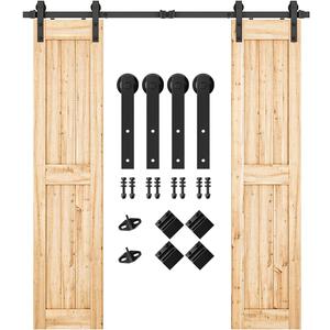 SMARTSTANDARD 6.6FT Heavy Duty Double Door Sliding Barn Door Hardware Kit,Smoothly and Quietly-Easy to Install-Includes Step-by-Step Installation Instruction Fit 20" Wide Door Panel
