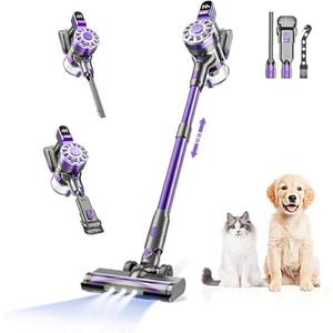 Cordless Vacuum Cleaner, Vacuum Cleaners for Home with Super Suction, Lightweight Stick Vacuum with 35 Mins Runtime, Rechargeable Cordless Vacuum for Carpet, Tile, Pet Hair, Hardwood Floors(Purple)