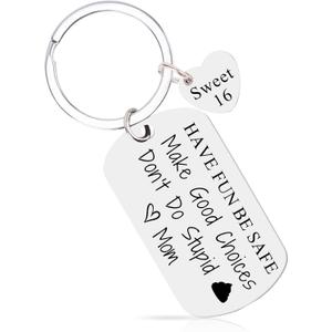 Sweet 16 Gifts for Girls, Funny 16th Birthday Gifts, New Driver Keychain from Mom, Sweet Sixteen Gift for 16 Year Old Girl Daughter, Safe Driving KeyChain Present