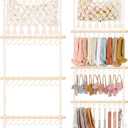 POVETIRE Headband Holder Hair Bow Organizer for Girls,Macrame Bow Holder Hair Accessories Organizer Storage Large Capacity Wall Hanging for Toddler Girl Nursery Room Decor