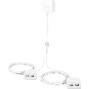 Philips 24W Twin USB Charger, 16 Ft. Splitter Power Cord, for iPhone 12/11/Pro/Max/XS/XR/X/8, Ipad Pro, Samsung Galaxy S21/S10/S9/Plus, Google Pixel 5/C/3/2/XL, DLK51344Q/27
