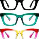 Hubeye 3 Pack Oprah Style Reading Glasses for Women Men Blue Light Blocking Computer Square Readers with Spring Hinge and Glasses pouch +2.5