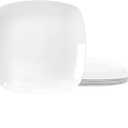 TP 10.5" Melamine Square Dinner Plates, 6-piece Plate Set Unbreakable Serving Dishes for Indoors and Outdoors, Unbreakable Dinner Service for 6 (White)