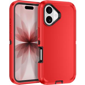 for iPhone 17 Case [Shockproof] [3-Layer] [Military-Grade] Full Body Protection Rugged Heavy Duty Cover Case for iPhone 17,Red/Black