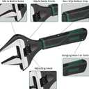 6 &10 Inch Wide Jaw Adjustable Wrench, 1-3/8 & 2 inch Extra Wide Jaw, SAE & Metric Scale, Cr-V Steel, Black Oxide Finish, Big Mouth Opening Plumber Wrenches for Home, Workshop, Garage and DIY