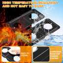 Baquler 2 Pcs Left Burner Drip Pans Set 16.6 x 8 Inches Compatible with Ge Hotpoint Wb34k10009 Right Wb34k10010 Gas Stovetop Range Parts Stainless Steel 2 Burner Holes Replacement Drip Pan Black