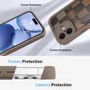 KANGHAR Compatible with iPhone 17 Case 2025, Wallet Silicone Checkered Cute Pattern, Card Holder Camera Protection Soft Slim Shockproof Edge Cover for Girls Women -Brown