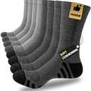 JOYNÉE 8 Pairs Mens Crew Athletic Work Long Socks Calf Cushioned Socks for Sports Running Workout Gym, 10-13
